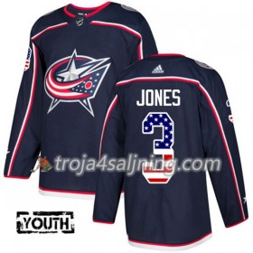 Blue Jackets tröja Seth Jones 3 Adidas 2017-2018 Marinblå USA Flag Fashion Authentic - NHL Tröjor Barn